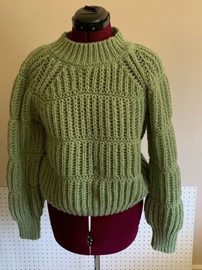 HYFVE Olive Green Chunky Ribbed Crew Neck Sweater